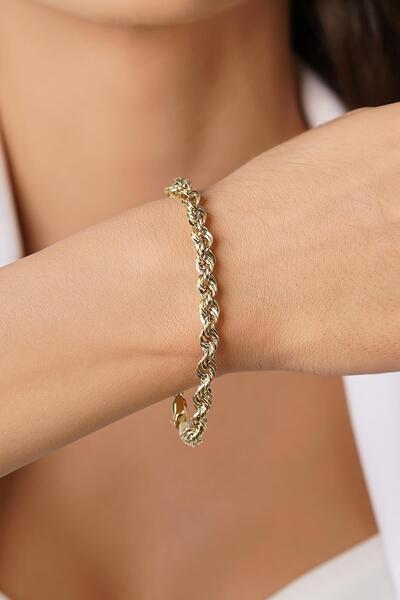 Fiyonk Kuyumculuk 14 Ayar Altın Burgu Halat Zincir Bileklik 5.75 mm