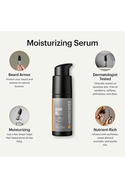 Manscaped Beard Oil, UltraPremium Moisturizing Serum with Jojoba, Sunflower & Sweet Almond Oils (0.8