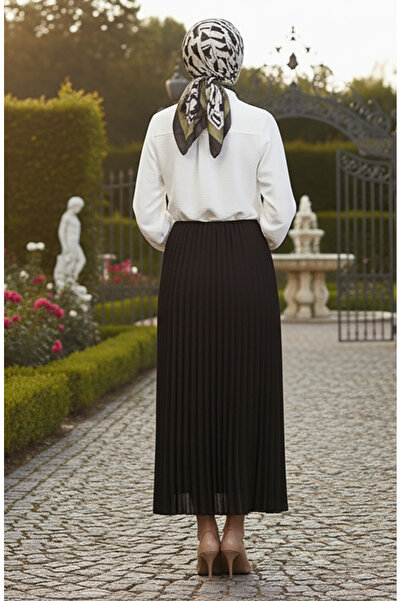 sefamerve Elastic waist pleated skirt 0213-01 black