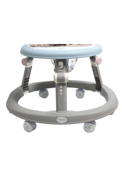 Fun Moment Adjustable Height Foldable Baby Walker 6-18 Months Grey/Blue