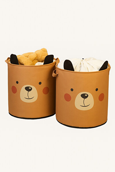 HomyJRs 2-Piece Bear Design Baby Kids Room Organizer Storage Box Toy Dirty Basket 37X40
