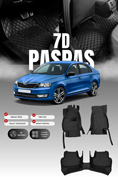 stiloto سجادة أرضية جلدية للسيارة سكودا رابيد (2013-2019) 7D |   حماية كاملة،...