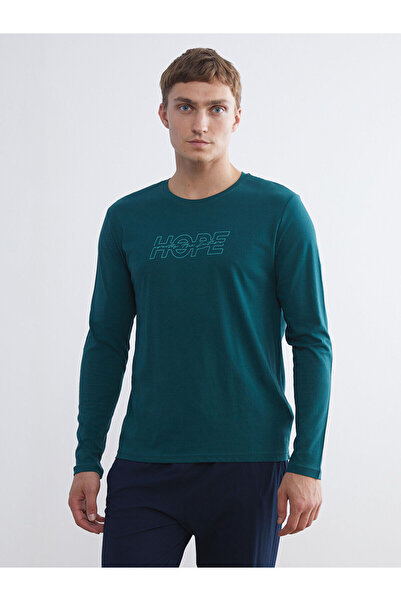 LC Waikiki Top de pijama pentru bărbați, cu imprimeu, cu gâtul tip crewneck, ...