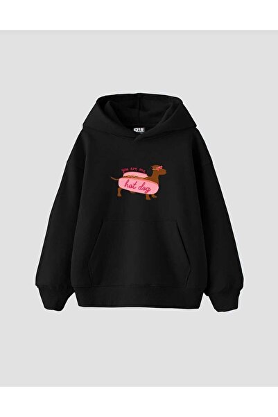 Hunors Sportswear & Company سويت شيرت هوت دوج مطبوع موديل للجنسين من القطن بغ...