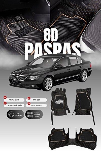 stiloto سجادة أرضية جلدية للسيارة سكودا سوبر-بي (2008-2015) 8D |   حماية كامل...