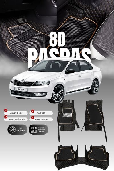 stiloto سجادة أرضية جلدية للسيارة سكودا رابيد (2013-2019) 8D |   حماية كاملة،...