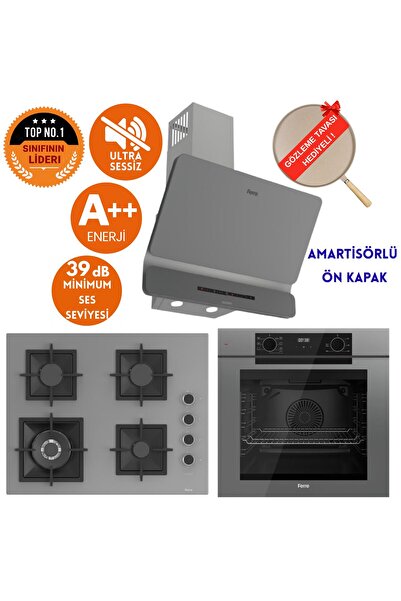 Ferre FryArt & SilentArt ENON Sessiz Antrasit Gri Ankastre Set (D082-SA+ QEP6...