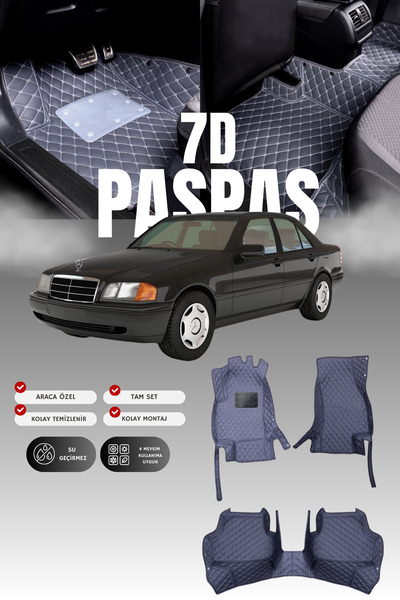 stiloto دواسة سيارة جلدية لمرسيدس C180 / W202 (1993-2000) 7D |   حماية كاملة ...