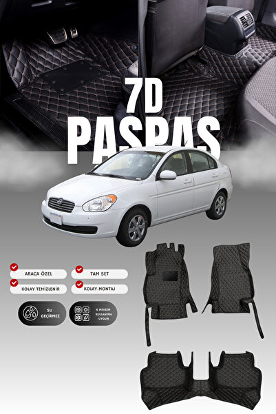 stiloto سجادة أرضية جلدية للسيارة هيونداي أكسنت إيرا (2006-2012) 7D |   حماية...