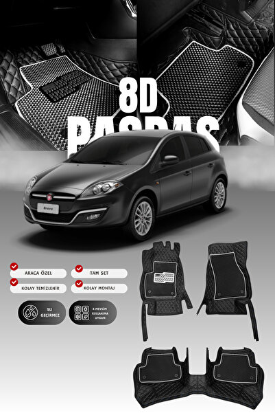 stiloto Fiat Bravo (2007-2014) 8D Leather Pool-Molded Car Mat |   Full Protec...