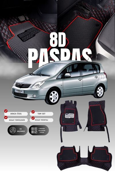 stiloto دواسة سيارة تويوتا كورولا فيرسو (2001-2004) من الجلد بتصميم حوض، 8 قط...