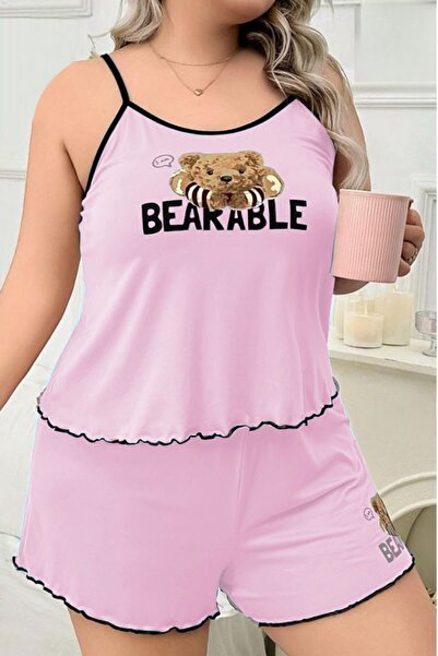 Nice Model Women's Bearable Printed Pajama Set Cami Top Shorts Sleepwear Cute Loungewear Nightwear