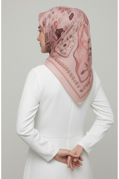 sefamerve Κασκόλ με σχέδιο κεχριμπαρένιο 70326-08 Dusty Rose