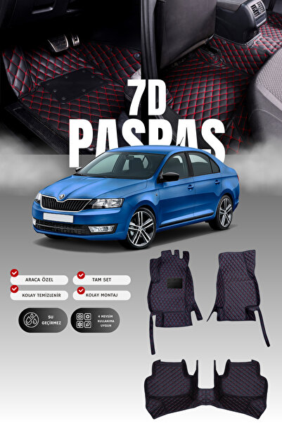 stiloto سجادة أرضية جلدية للسيارة سكودا رابيد (2013-2019) 7D |   حماية كاملة،...