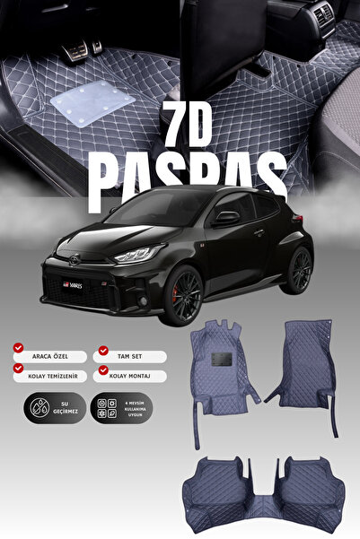 stiloto سجادة أرضية للسيارة من الجلد لتويوتا ياريس (2020 وما بعدها) 7D |   حم...