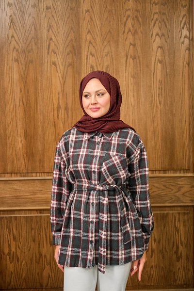 LOCCO Γυναικείο πουκάμισο με καρό σχέδιο πράσινο