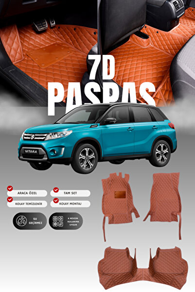 stiloto سجادة أرضية جلدية للسيارة سوزوكي فيتارا (2015-2024) بتصميم 7D |   حما...