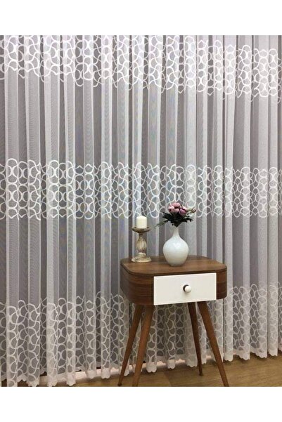 Belvedere Kırışmayan Dökümlü 3 Sıra Örme Tül Perde (1x3 Pile)