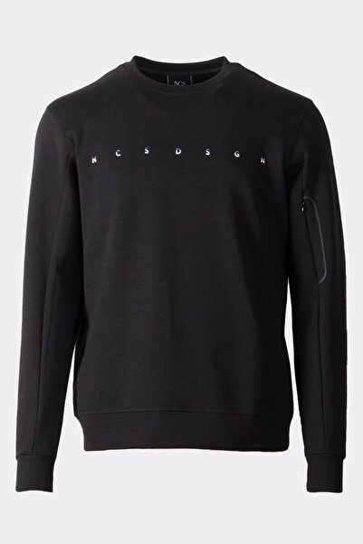 NCS Men's Sweatshirt Crew Neck Zipper Detail Dsgn Black 1669