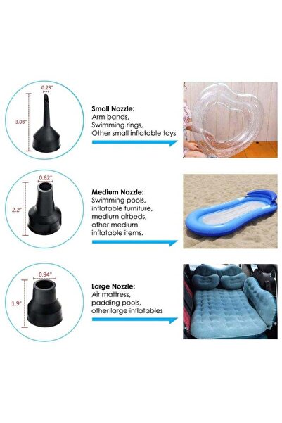 GENERAL Electric Air Pump Portable Quick-Fill Air Pump with 3 Nozzles 220V AC/12V DC