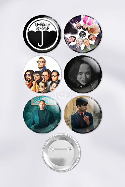 ZipZap مجموعة شارات زينة حقيبة أومبريلا أكاديمي بزر معدني (6 قطع)