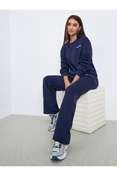 Styli Slogan Print Sweatshirt and Wide Leg Joggers Co-Ords