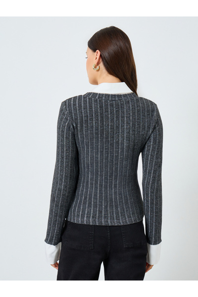 Styli Grey Long Sleeve Knit Top