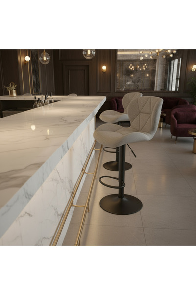 Ebticar Light Grey Fabric Bar Chair – Soft Diamond Tufted Design