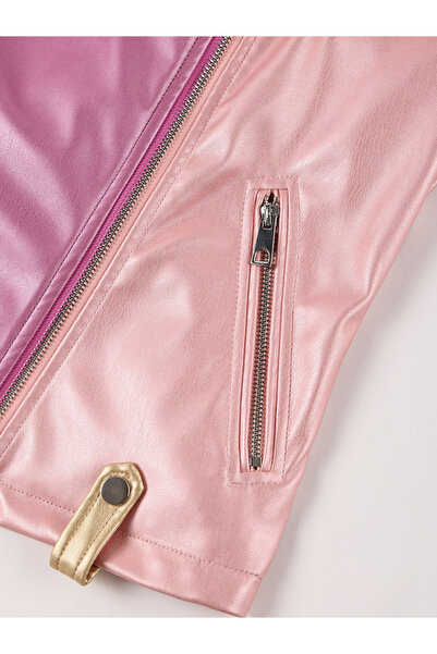 Take Two By Styli Color Block Zip Up Biker Jacket