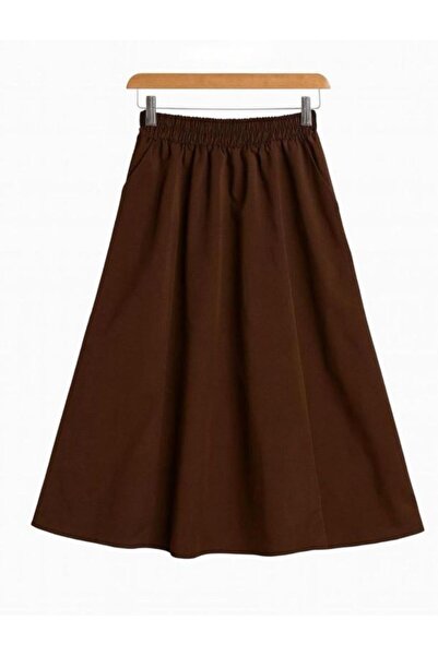 l o v m i Women's Double Pocket Poplin Fabric Skirt