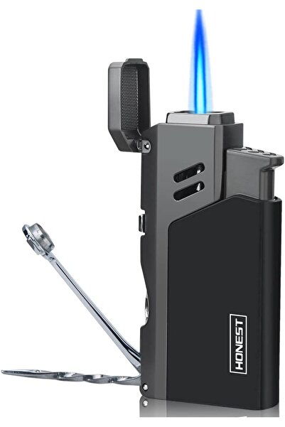 PROMISE ولاعة سيجار جيت تورش - شعلة قابلة للتعديل، قابلة لإعادة التعبئة بالبيوتان - لون أسود