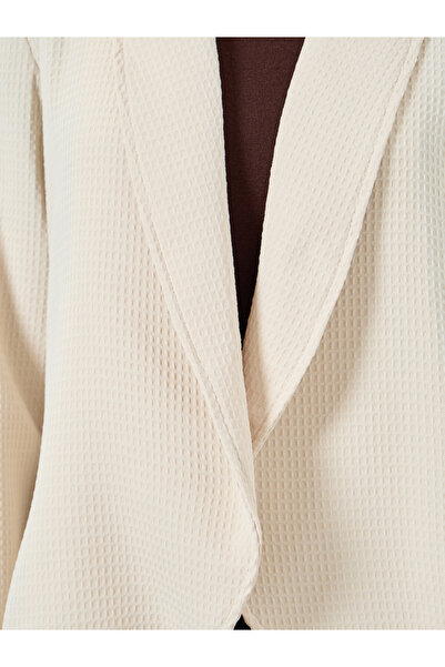 Take Two By Styli Beige Textured Front Open Blazer