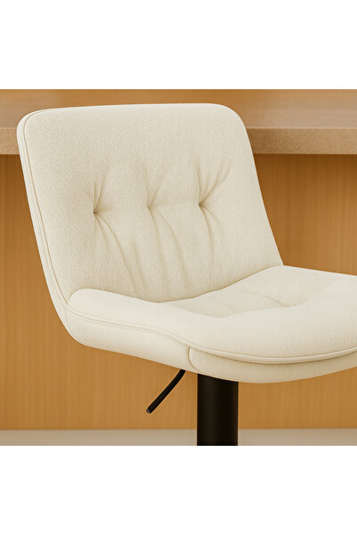 Ebticar Light Beige Premium Fabric Bar Chair – Tufted Back