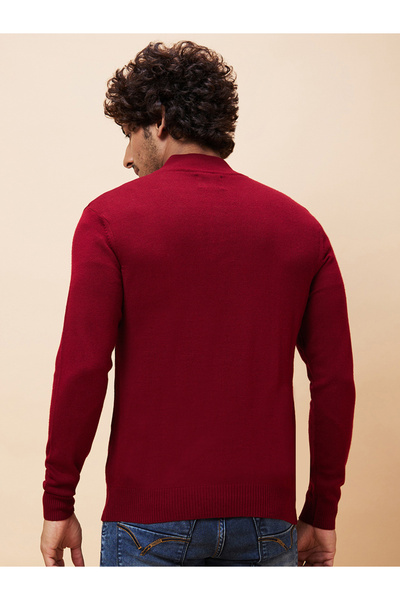 Globus By Styli Men Maroon Pure Acrylic Pullover