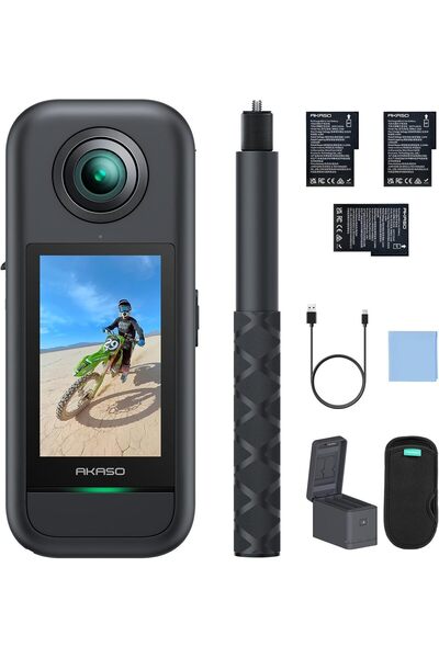 Generic AKASO 360 Weatherproof 360° Action Camera Creator Combo - 5.7K 360 Video, Dual 48MP Sensors, 72MP P