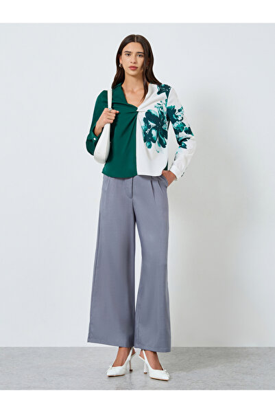 Take Two By Styli Floral Printed Ruffle Front Detail Long Sleeve Top