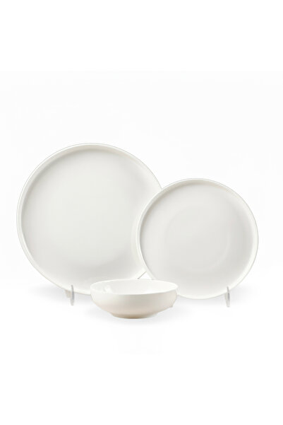 Cuisine Art JUDY 18PCS Bone China Dinner Set – White, 6 Dinner Plates, 6 Side Plates, 6 Deep Bowls