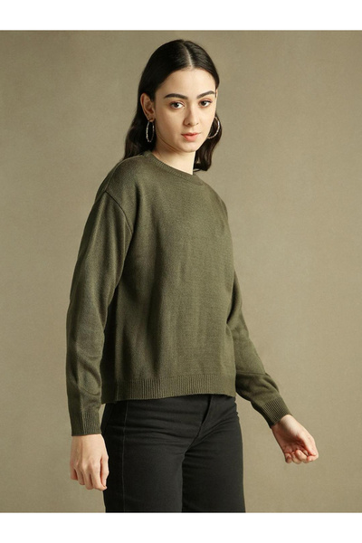 Dennis Lingo By Styli Olive Knit Regular Fit Sweater
