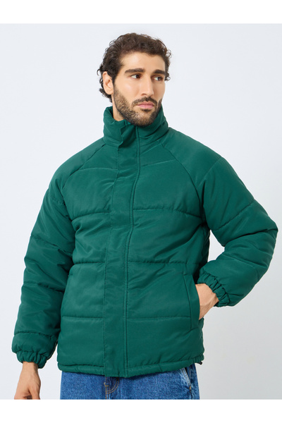 Styli Men Green Oversized Puffer Jacket