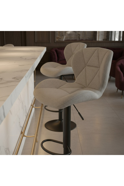 Ebticar Light Grey Fabric Bar Chair – Soft Diamond Tufted Design