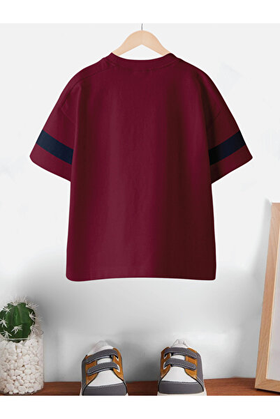CODEZ By Styli Kids Burgundy Oversized Cotton T-Shirt
