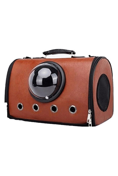 PisiMall Eco-leather pet carrier bag, brown, 40 x 31 x 22.5 cm