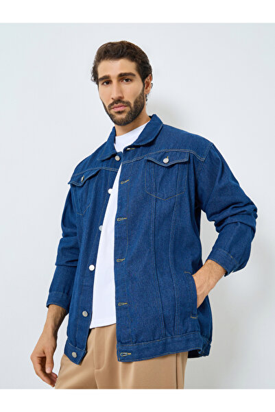 Styli Men Oversized Denim Jacket with Pockets