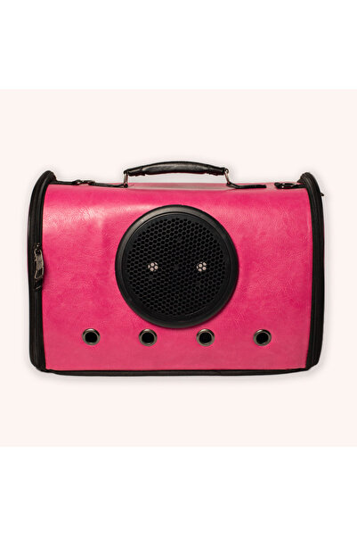 PisiMall Eco-leather pet carrier bag, dark pink, 40 x 31 x 22.5 cm