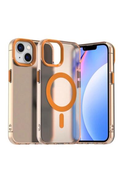 Goldie Case İphone 14 Plus / 15 Plus Uyumlu Düz Renkll Magsafe Kablosuz Şarj ...