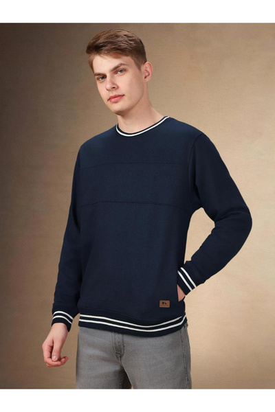 Dennis Lingo By Styli Men Navy Blue Pullover Sweatshirt
