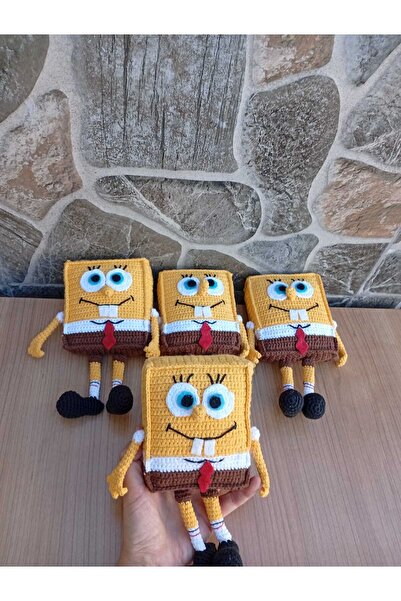 Masal Gurumi AMİGURUMİ SÜNGER BOB ORGANİK OYUNCAK BEBEK ÇOCUK OYUNCAKLARI (1 ADET)