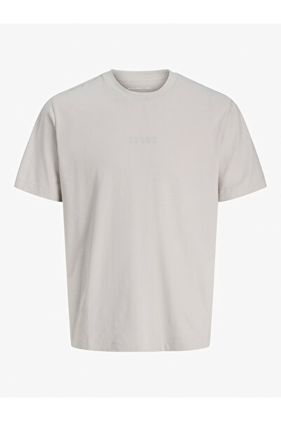 Jack & Jones Men Grey Minimalist Crew Neck T-Shirt