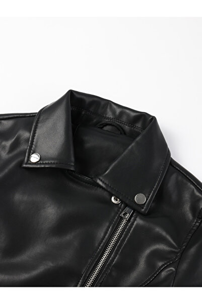 Take Two By Styli Black Cropped Fringe Biker Jacket