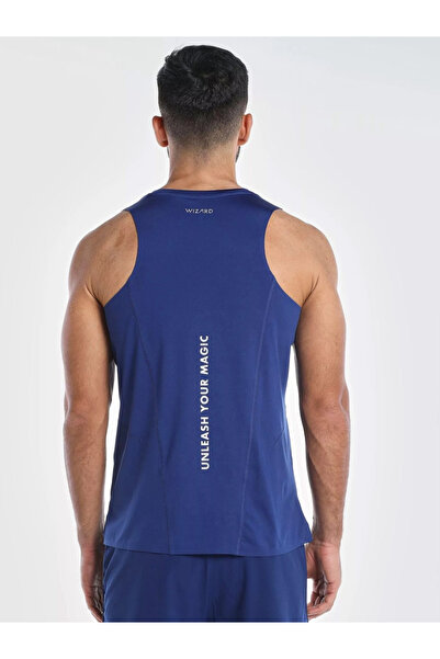 Wizard By Styli Men Blue Vent Wizardry Solid Round Neck Tank T-Shirt